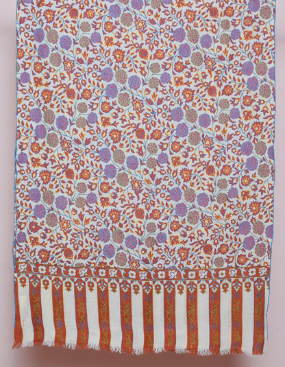 Rust Rose Handwoven Kani Pattern Embroidered Cashmere Pashmina Stole - Kashmir Box