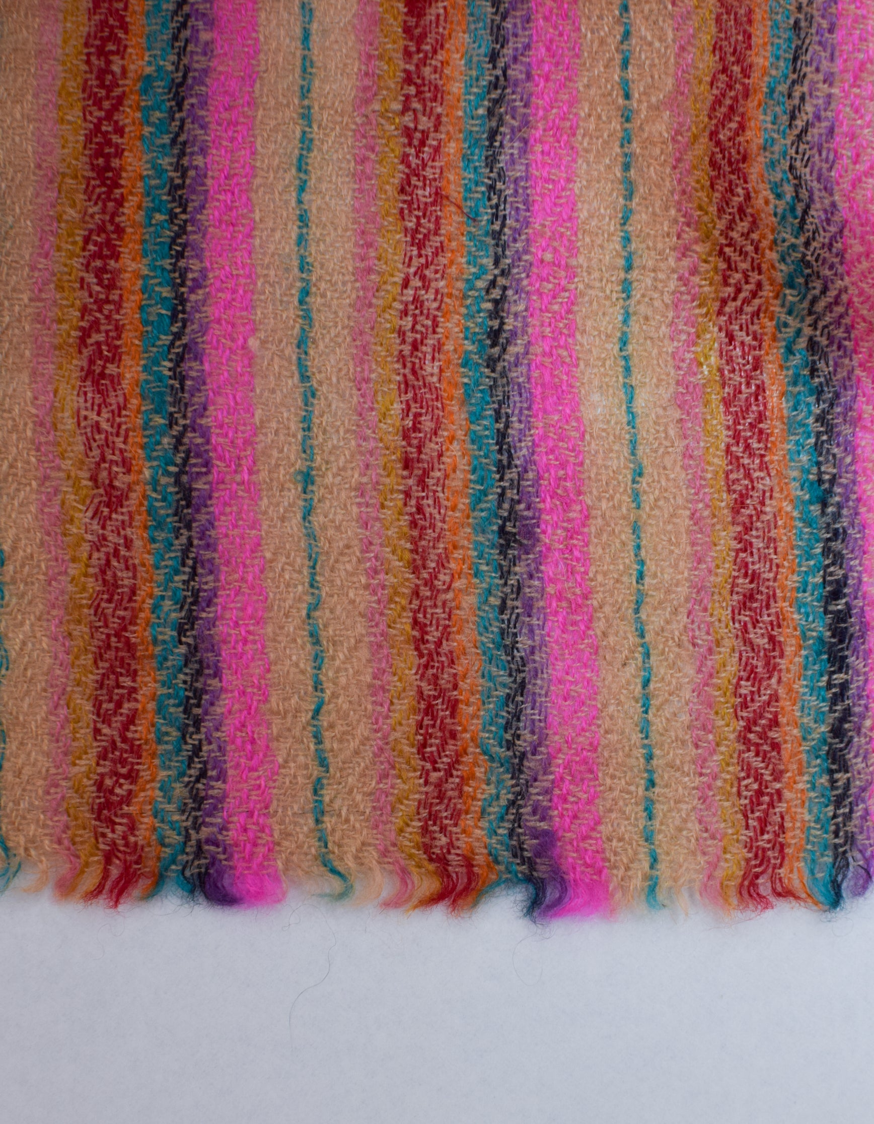 Multicolour Stripes Handwoven Sozni Embroidered Cashmere Pashmina Stole