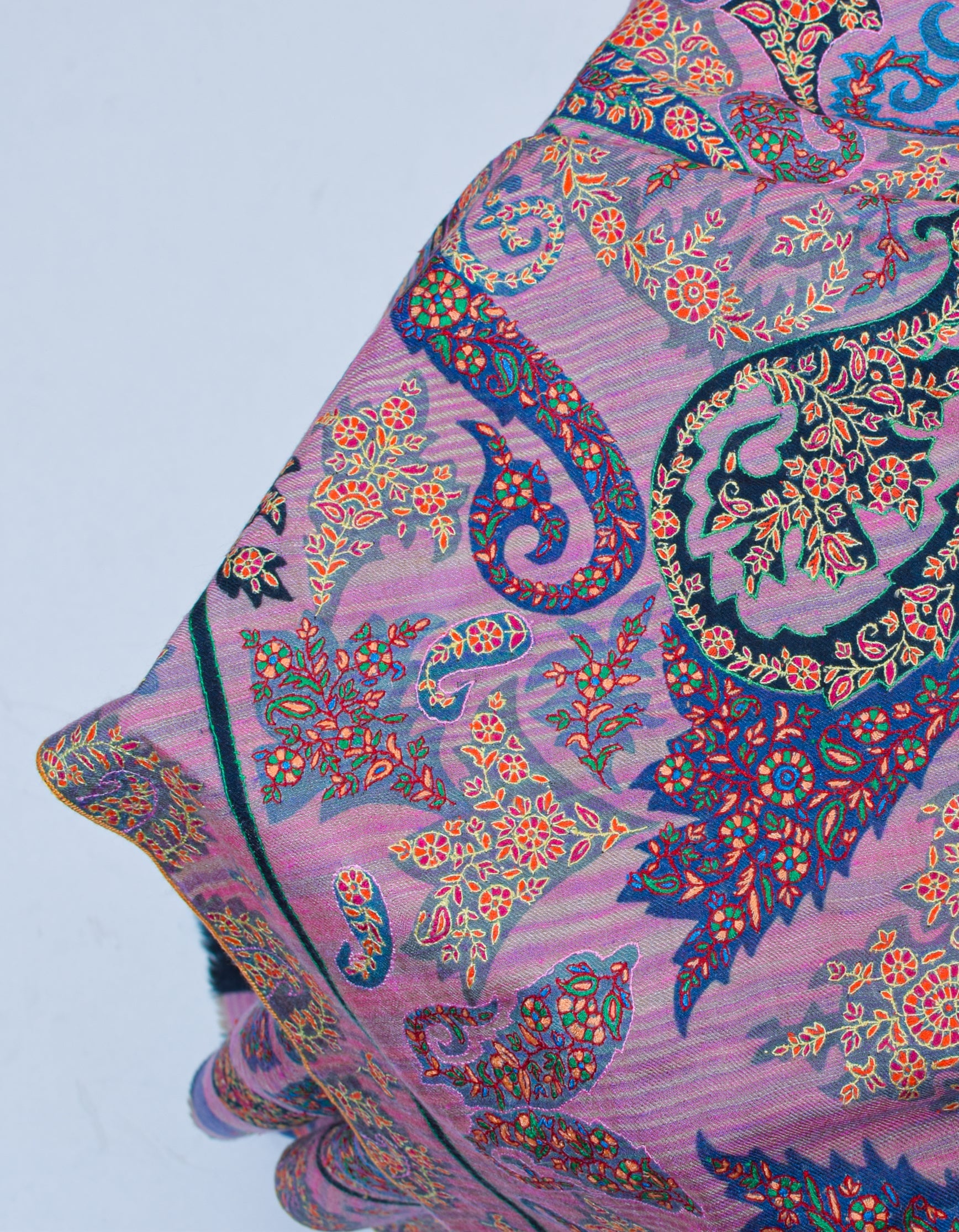 Arched Handwoven Kalamkari Jamawar Sozni Embroidered Pashmina Shawl