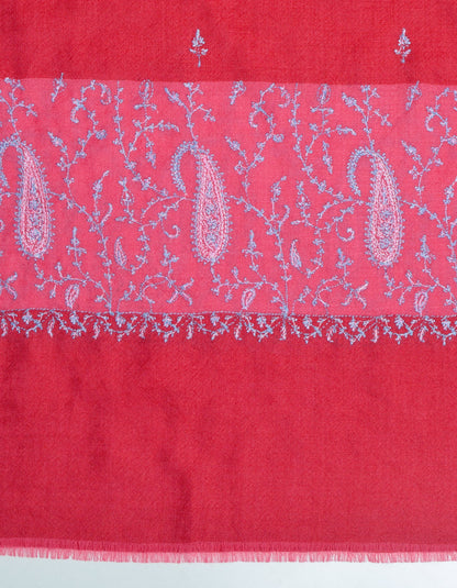 Muted Red Handwoven Sozni Embroidered Cashmere Pashmina Stole - Kashmir Box