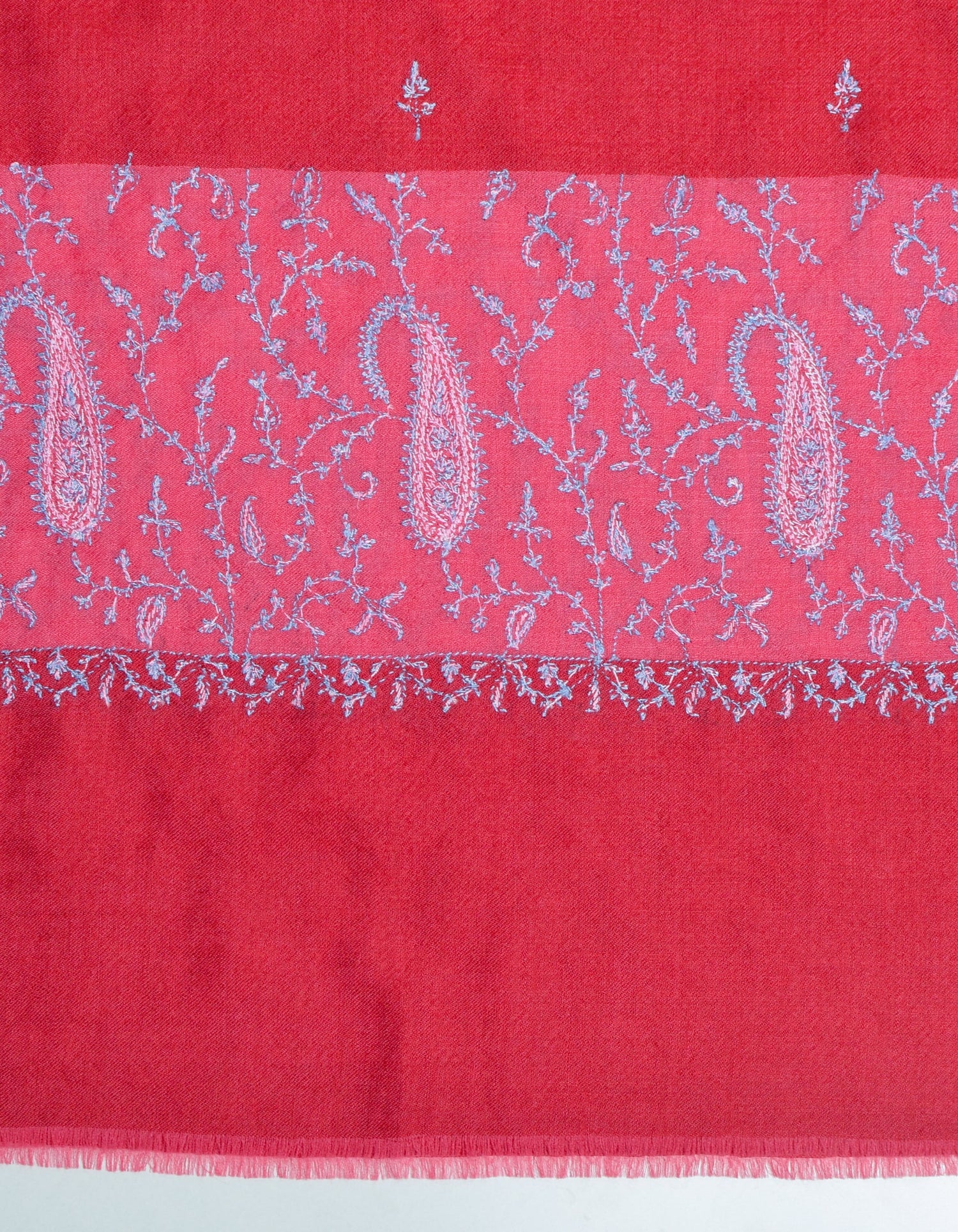 Muted Red Handwoven Sozni Embroidered Cashmere Pashmina Stole