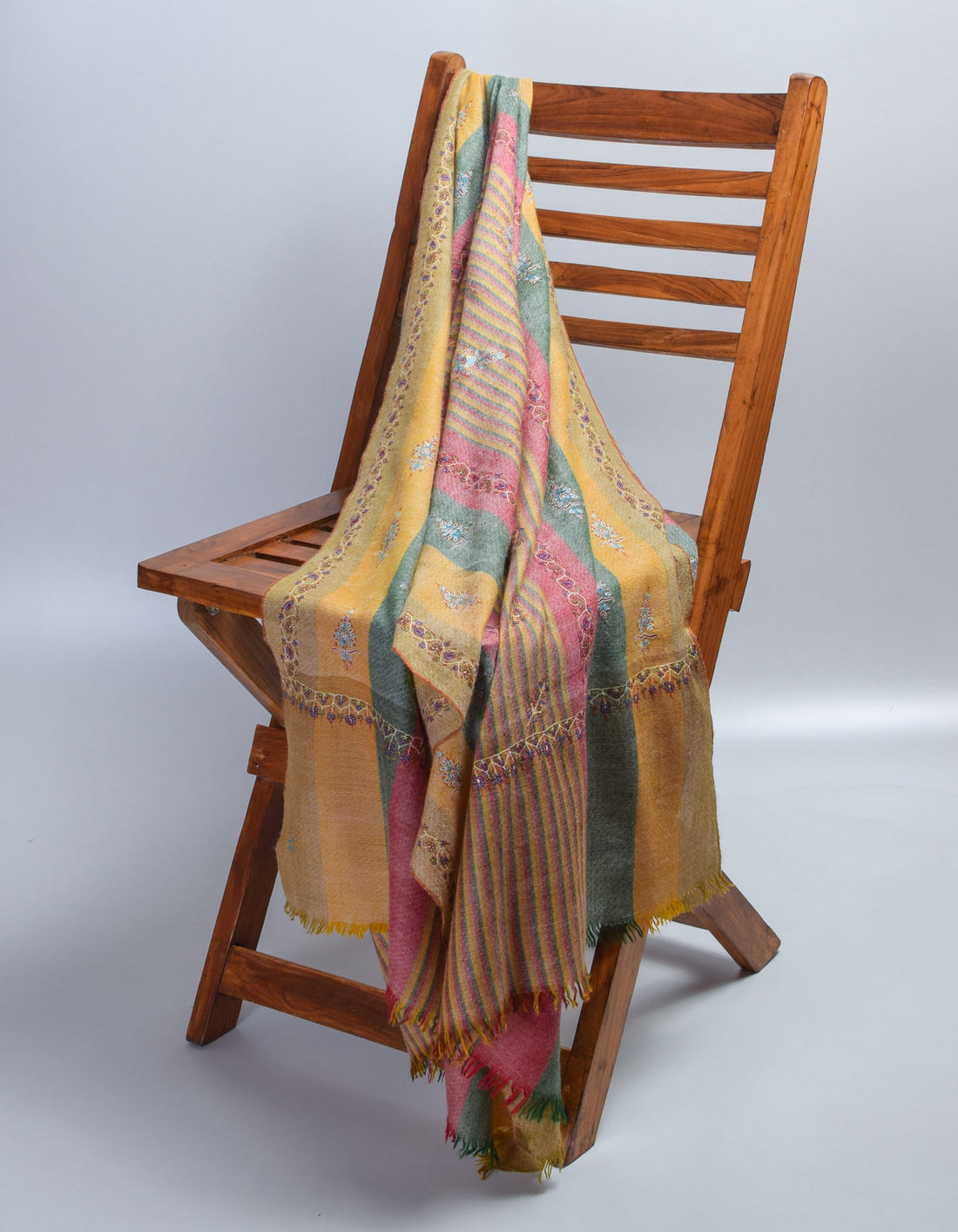 Modern Multi-Pattern Handwoven Embroidered Cashmere Pashmina Stole