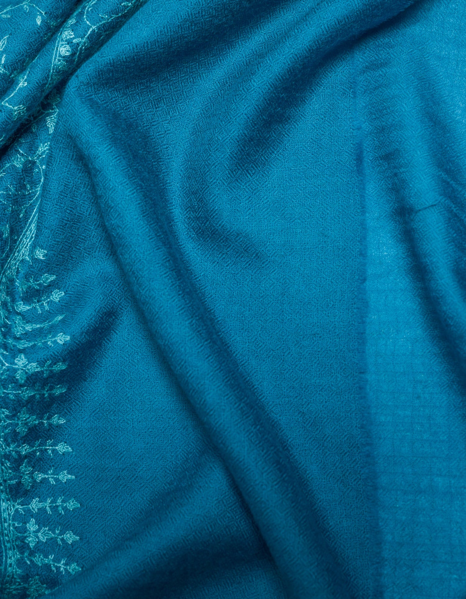 Deep Blue Handwoven Jaali Embroidered Cashmere Pashmina Shawl