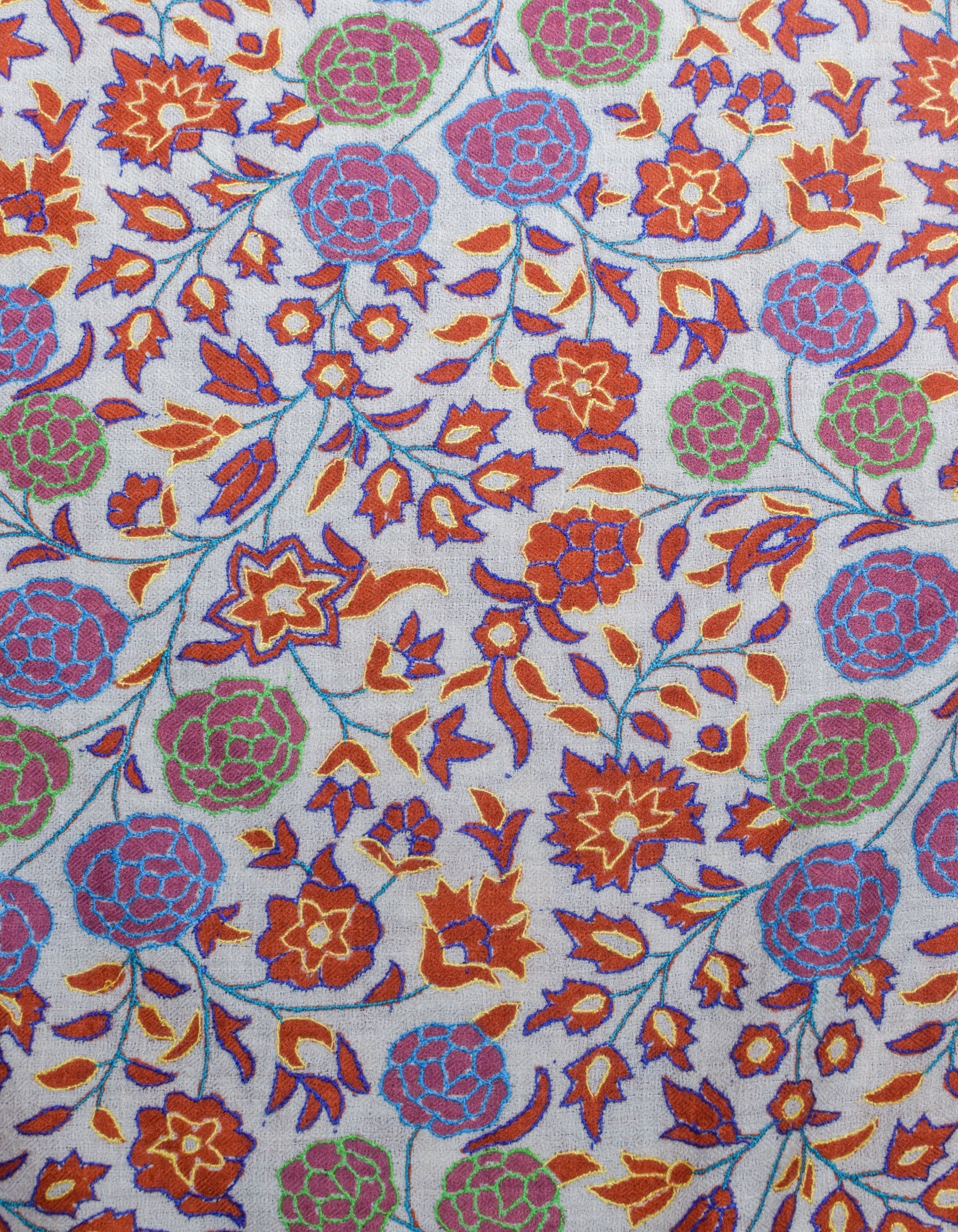 Rust Rose Handwoven Kani Pattern Embroidered Cashmere Pashmina Stole - Kashmir Box