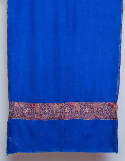 Royal Blue Handwoven Palla Embroidered Cashmere Pashmina Shawl - Kashmir Box