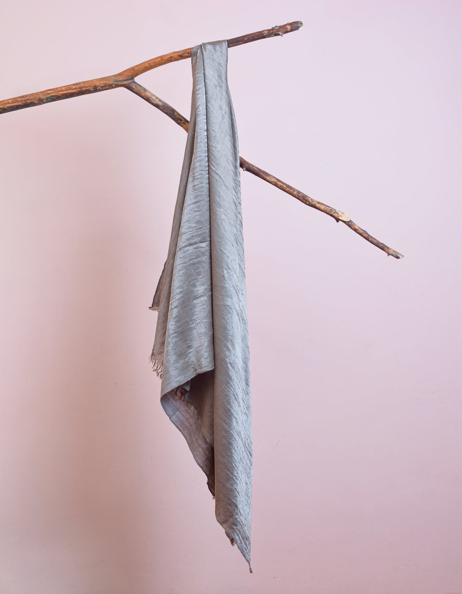 Grey Metallic Zari Handwoven Reversible Cashmere Pashmina Shawl - Kashmir Box