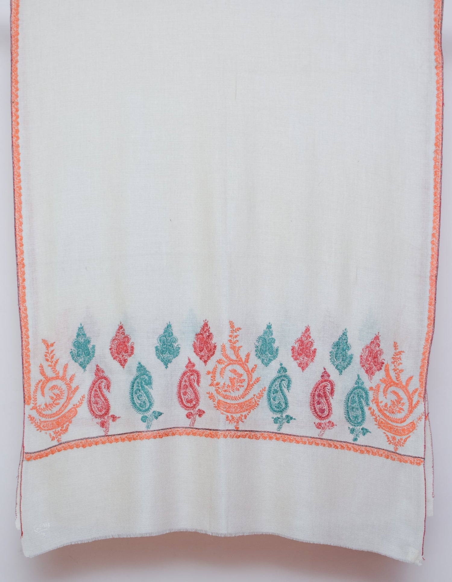 Buttercream Handwoven Palla Embroidered Cashmere Pashmina Stole