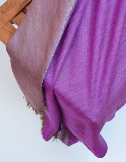 Muted Metallic Zari Handwoven Reversible Cashmere Pashmina Shawl