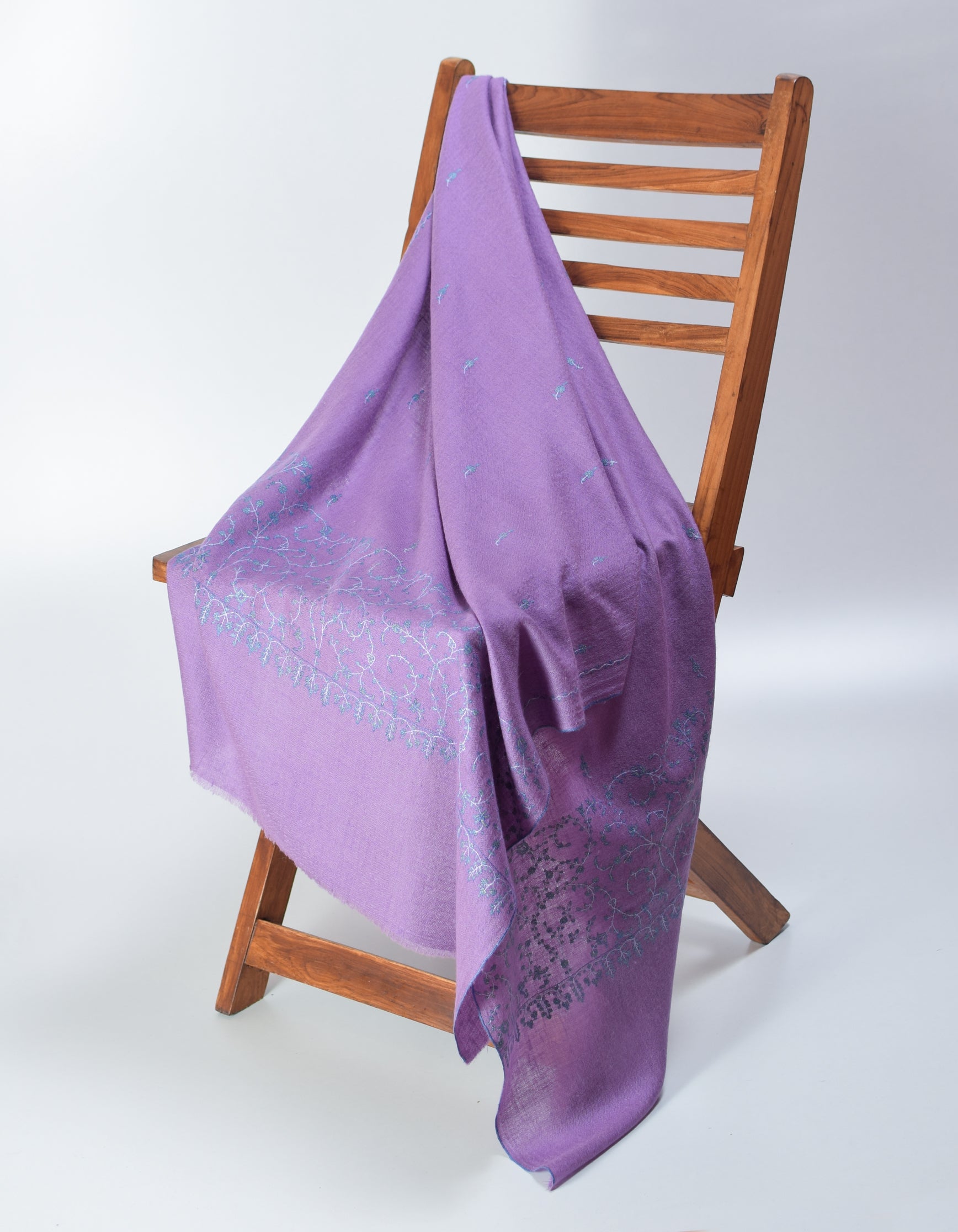 Lavender Handwoven Soft Embroidered Cashmere Pashmina Stole