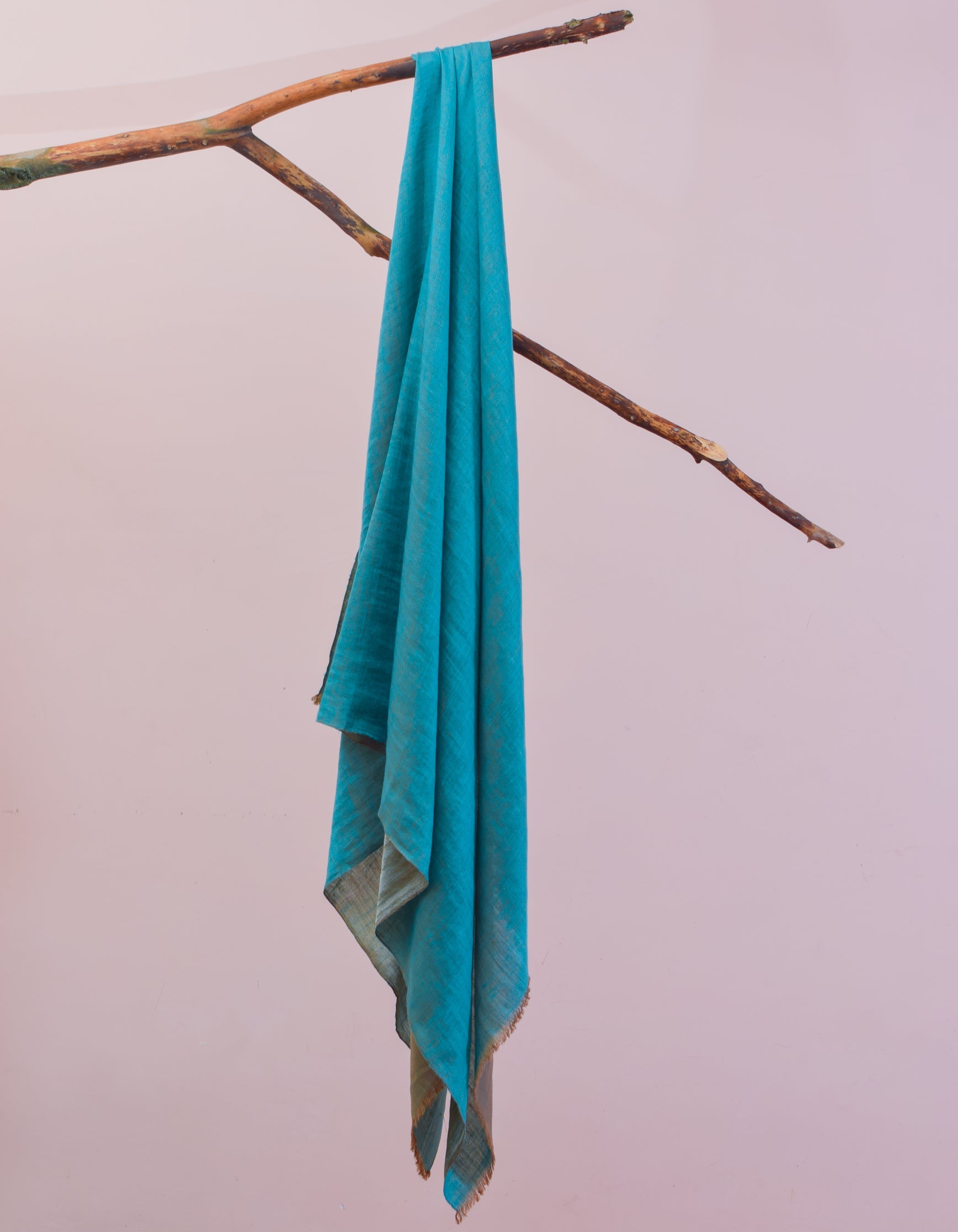 Aqua Silver Zari Handwoven Reversible Cashmere Pashmina Shawl - Kashmir Box
