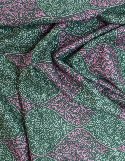 Fern Green Handwoven Sozni Jaali Embroidered Cashmere Pashmina Shawl