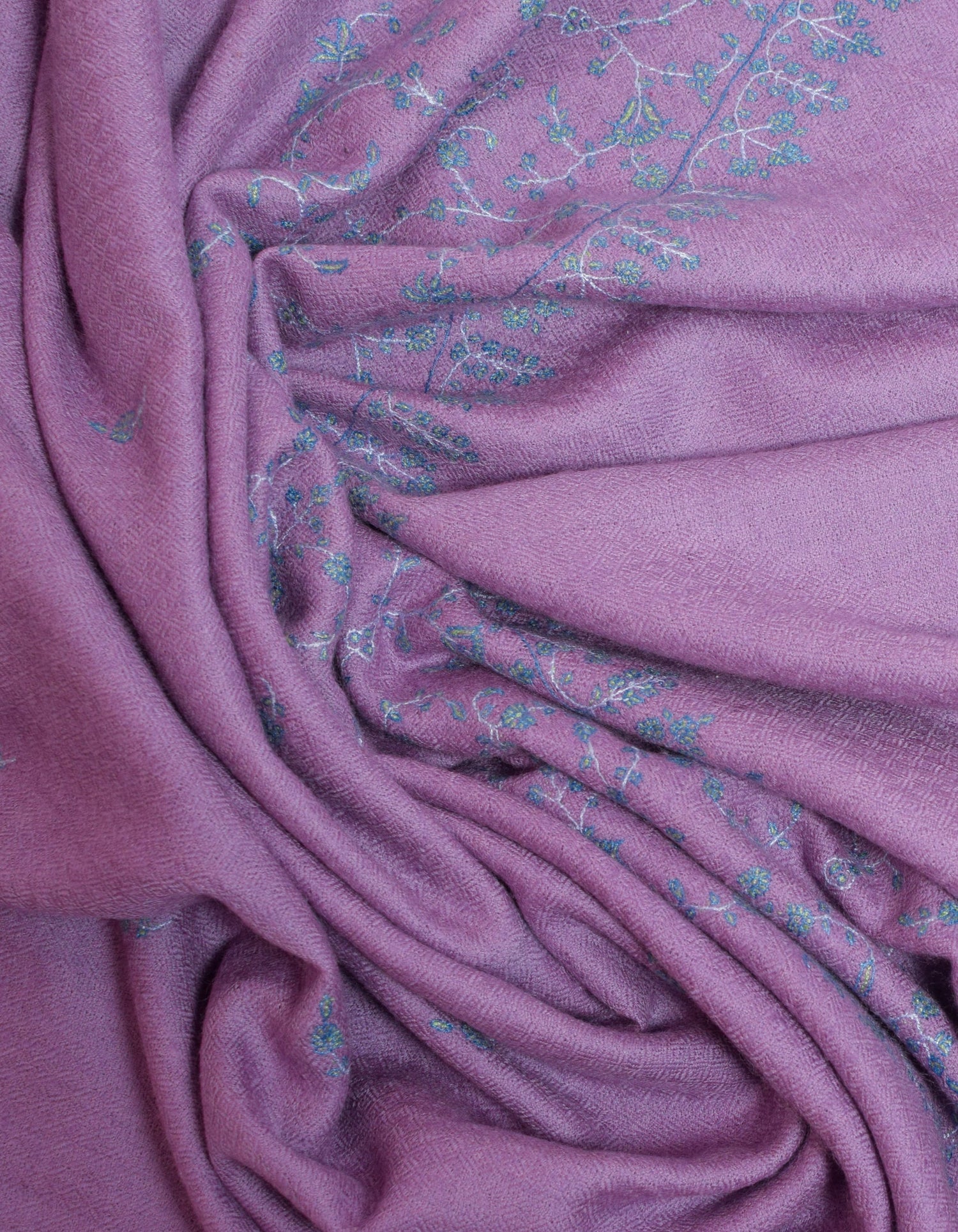 Lavender Handwoven Soft Embroidered Cashmere Pashmina Stole