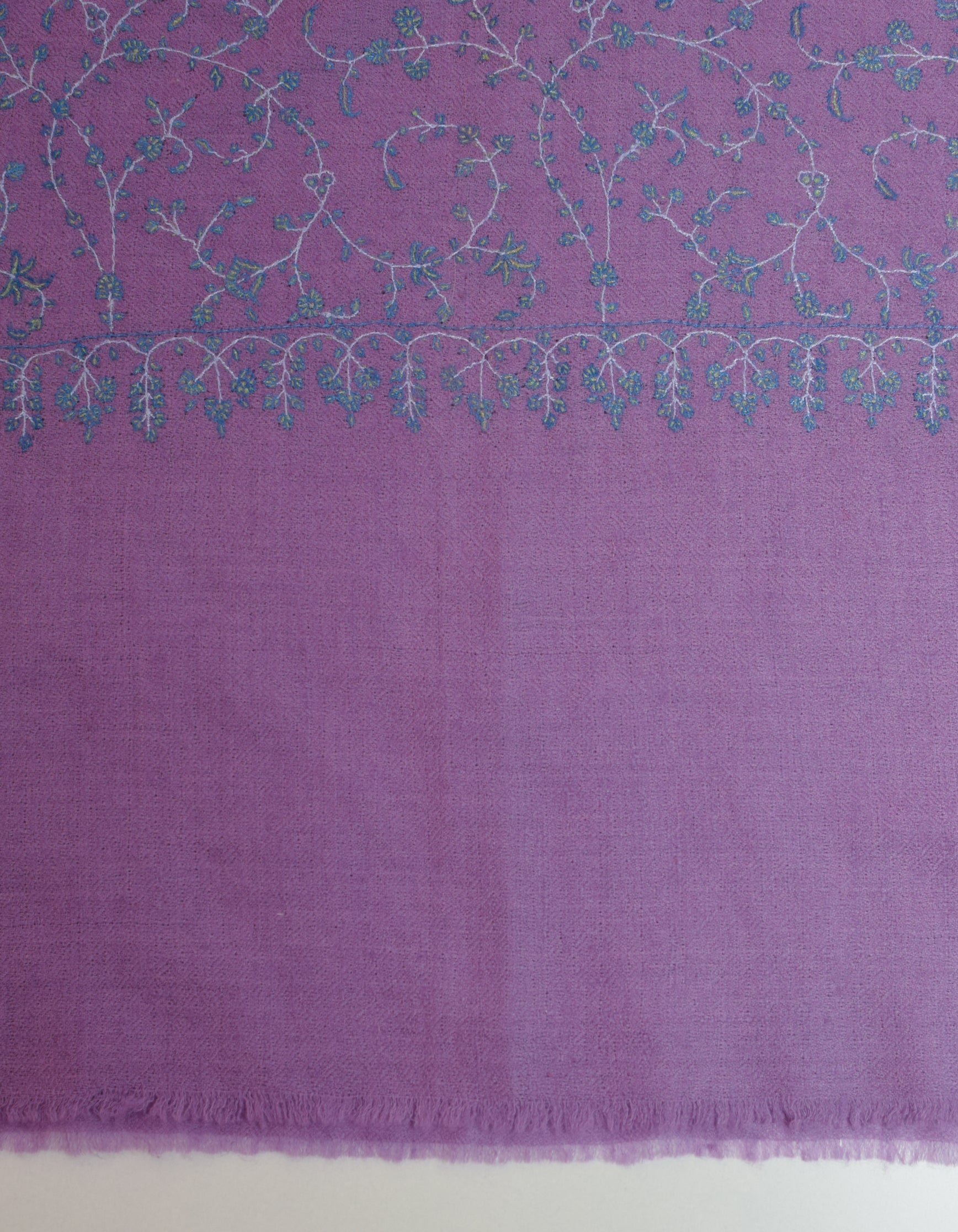 Lavender Handwoven Soft Embroidered Cashmere Pashmina Stole