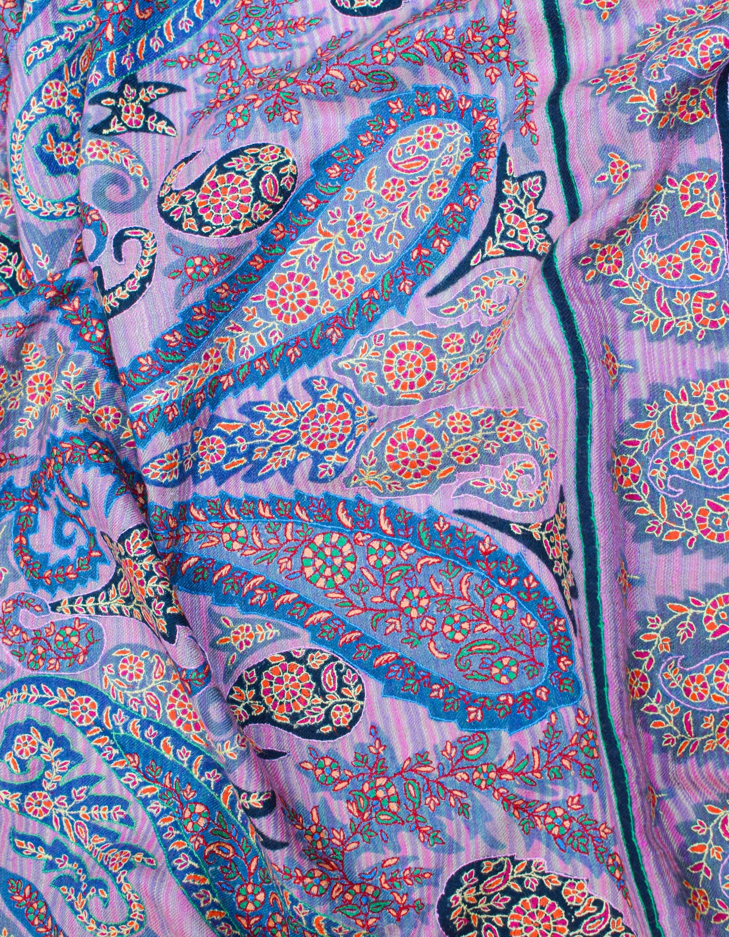 Arched Handwoven Kalamkari Jamawar Sozni Embroidered Pashmina Shawl