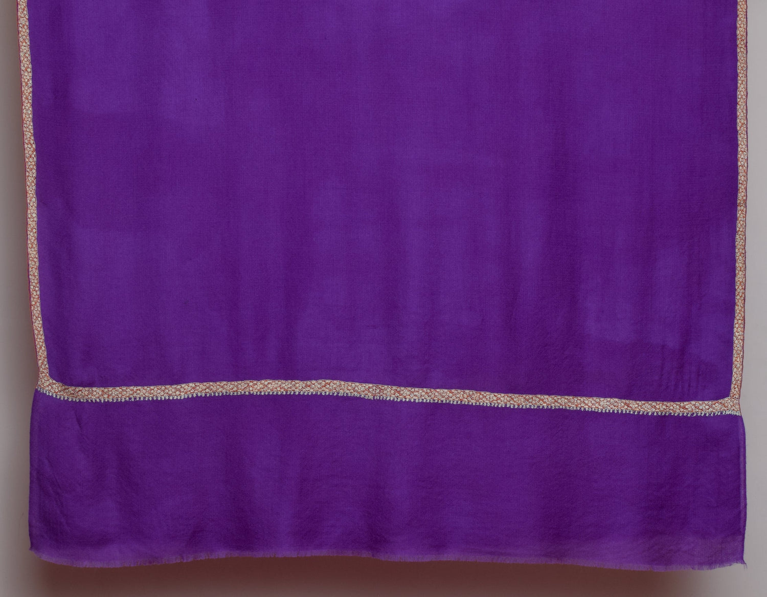 Royal Purple Handwoven Sozni Border Embroidered Cashmere Pashmina Shawl - Kashmir Box