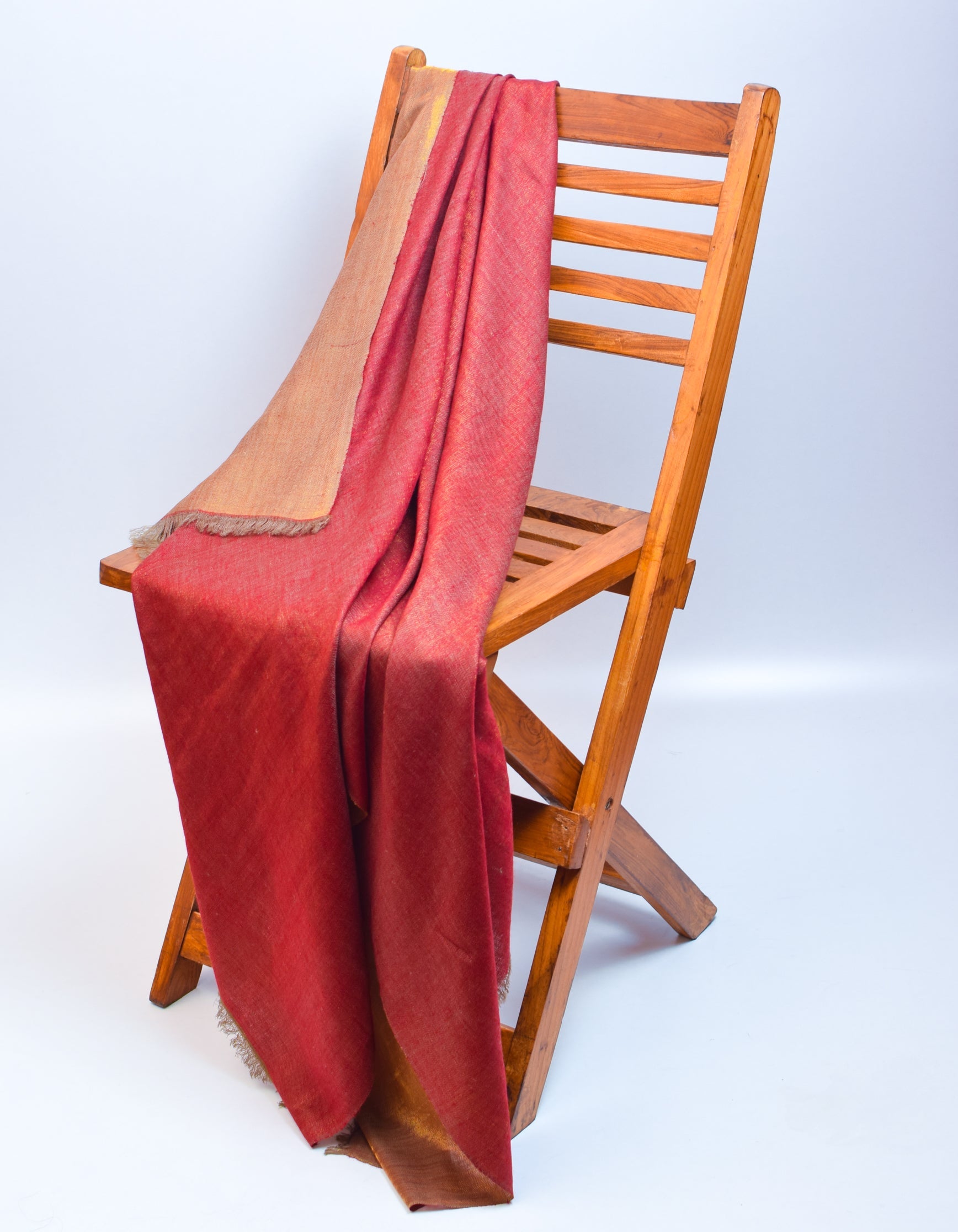 Maroon Gold Zari Handwoven Reversible Cashmere Pashmina Shawl - Kashmir Box