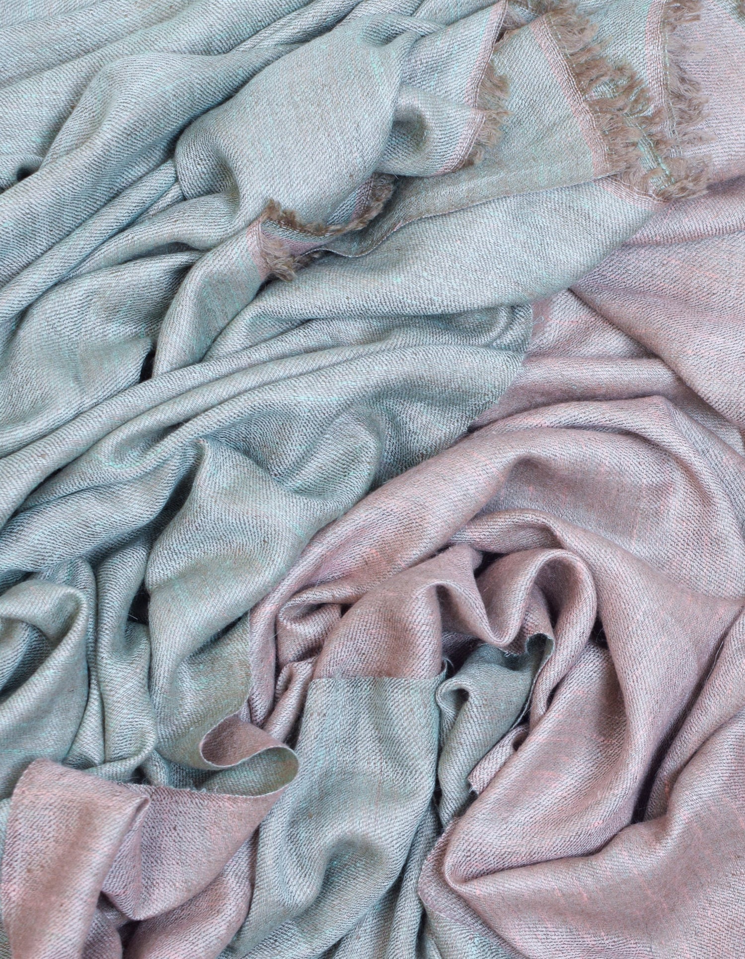 Rose Pink Silver Zari Handwoven Reversible Cashmere Pashmina Shawl - Kashmir Box