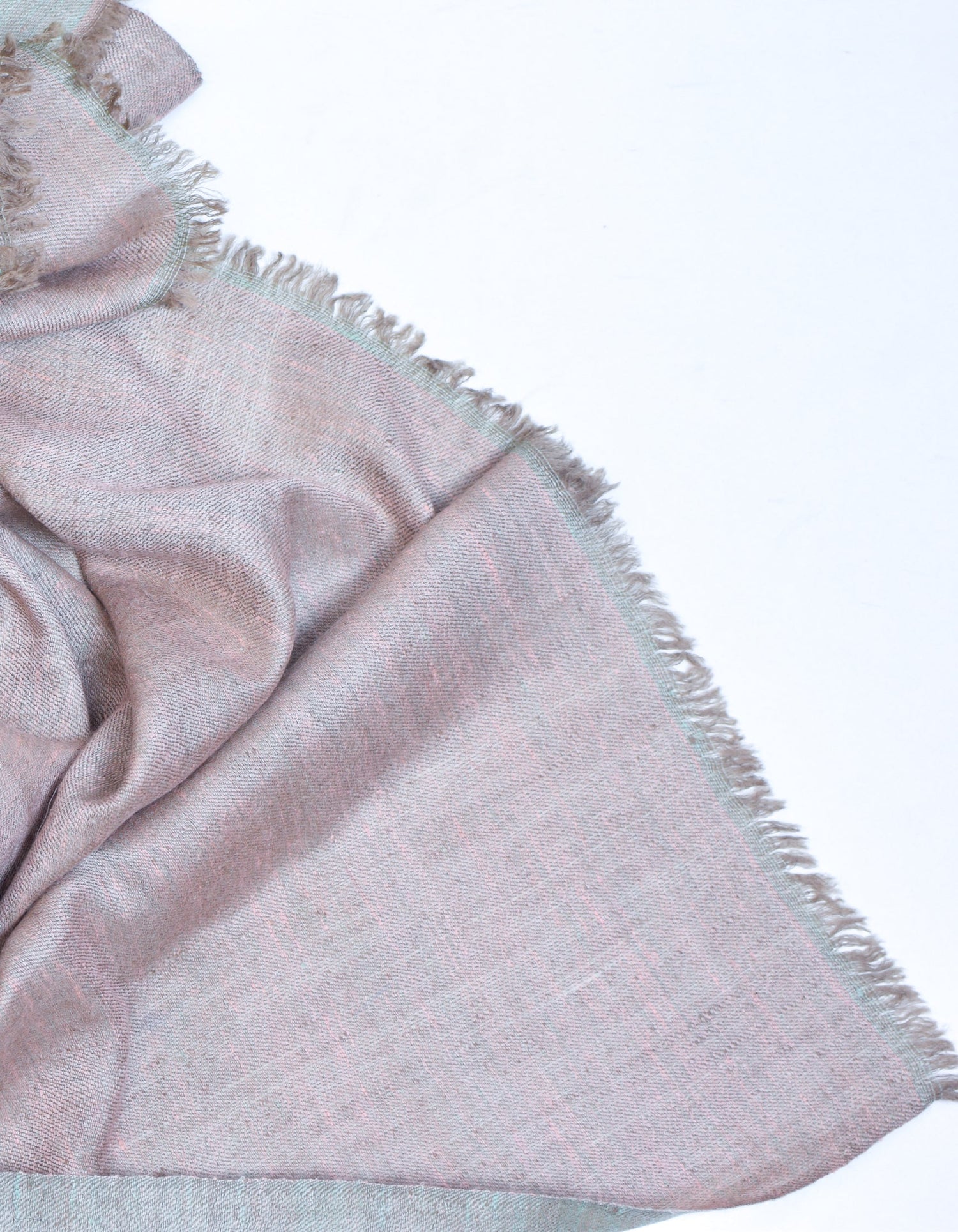 Rose Pink Silver Zari Handwoven Reversible Cashmere Pashmina Shawl - Kashmir Box