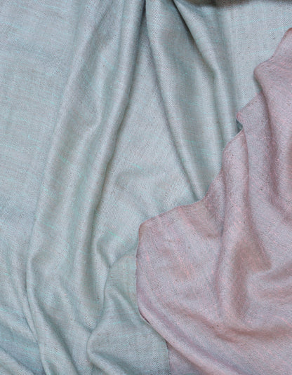 Rose Pink Silver Zari Handwoven Reversible Cashmere Pashmina Shawl - Kashmir Box