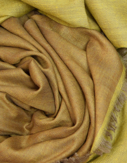 Crayon Gold Handwoven Reversible Cashmere Pashmina Shawl - Kashmir Box