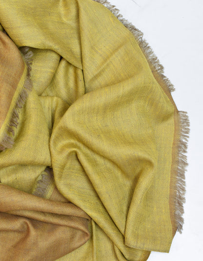 Crayon Gold Handwoven Reversible Cashmere Pashmina Shawl - Kashmir Box
