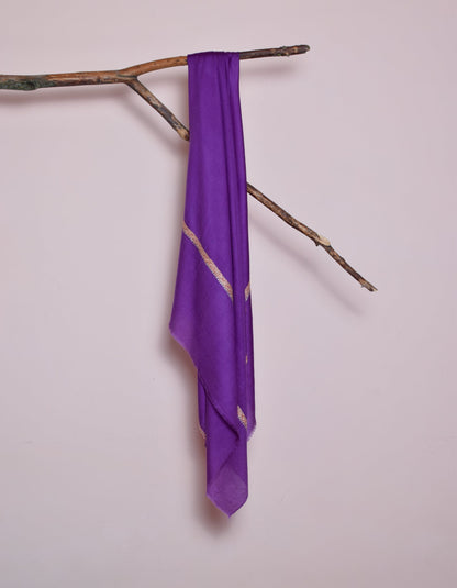 Royal Purple Handwoven Sozni Border Embroidered Cashmere Pashmina Shawl - Kashmir Box