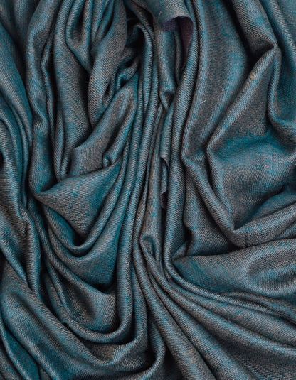 Teal Lapis Handwoven Reversible Cashmere Pashmina Shawl