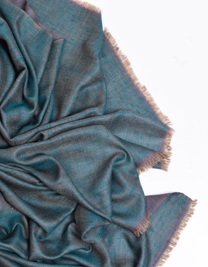 Teal Lapis Handwoven Reversible Cashmere Pashmina Shawl