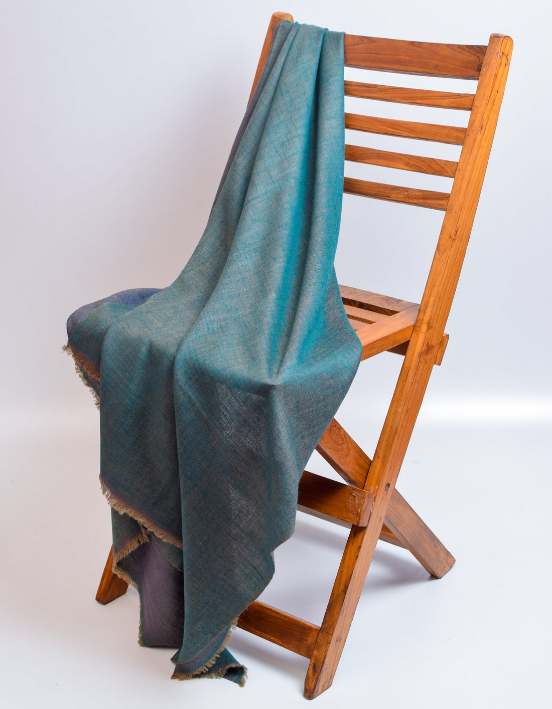 Teal Lapis Handwoven Reversible Cashmere Pashmina Shawl