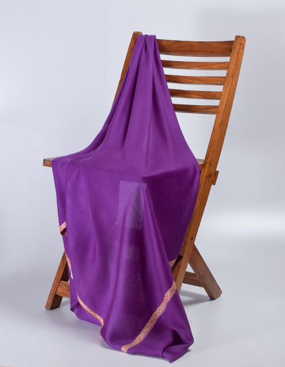 Royal Purple Handwoven Sozni Border Embroidered Cashmere Pashmina Shawl - Kashmir Box
