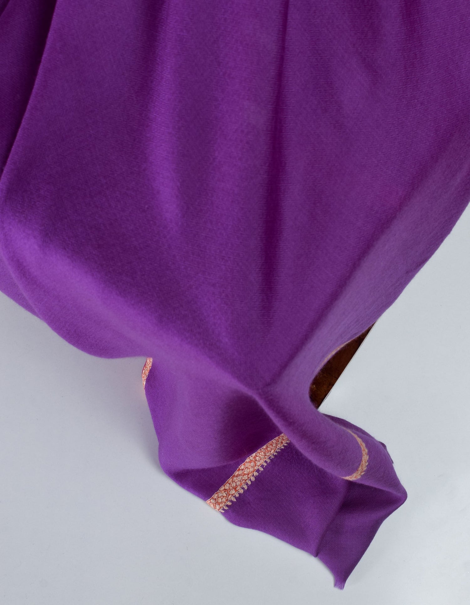 Royal Purple Handwoven Sozni Border Embroidered Cashmere Pashmina Shawl