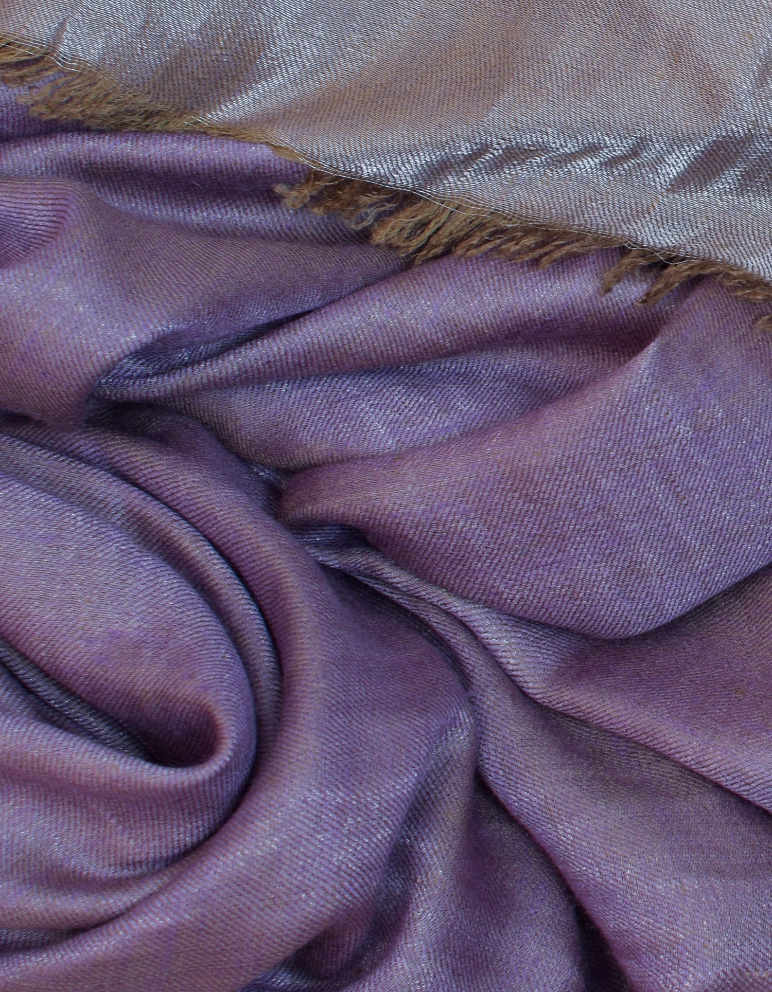 Saffron Silver Zari Handwoven Reversible Cashmere Pashmina Shawl - Kashmir Box