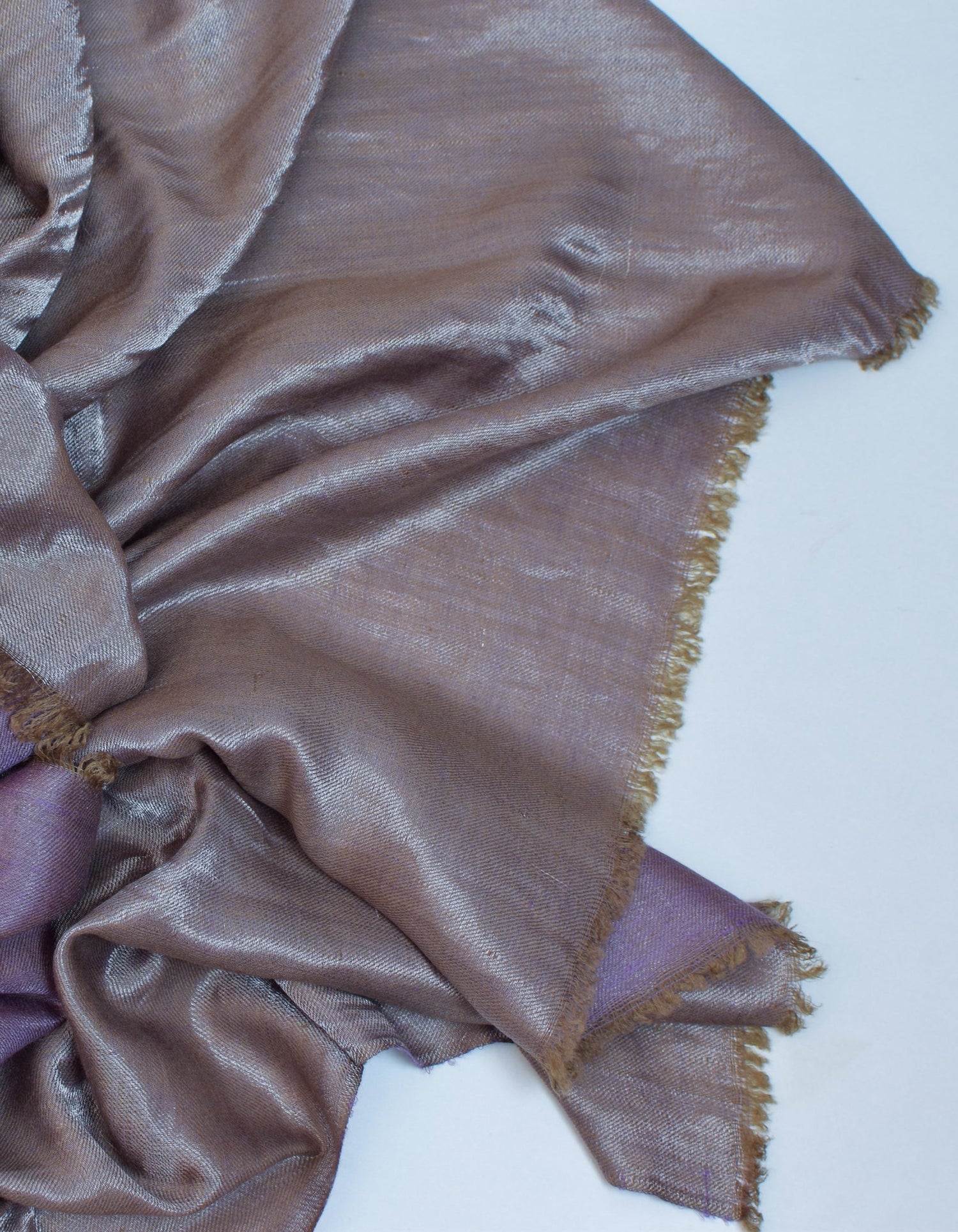 Saffron Silver Zari Handwoven Reversible Cashmere Pashmina Shawl - Kashmir Box