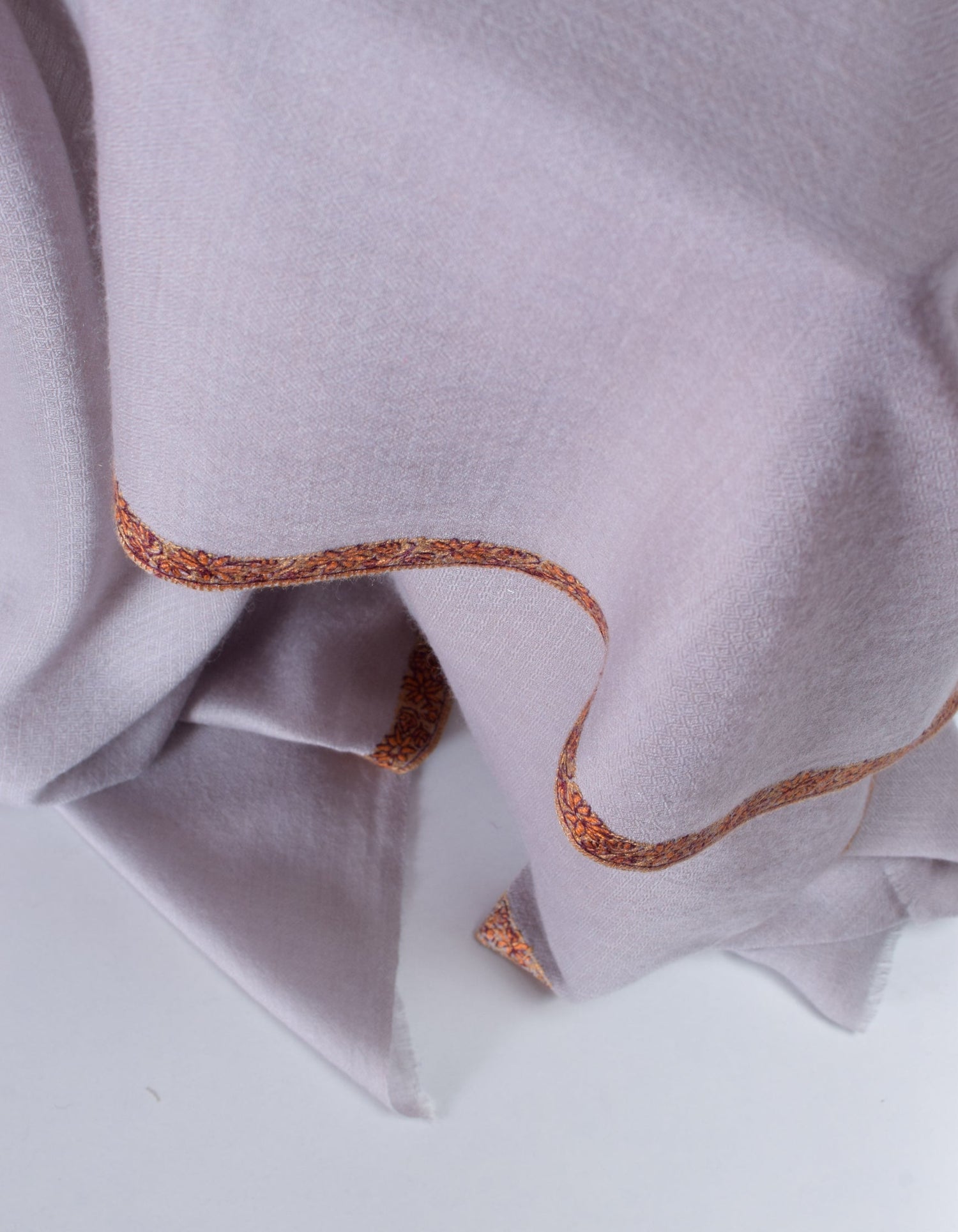 Pastel Grey Handwoven Sozni Embroidered Cashmere Pashmina Shawl