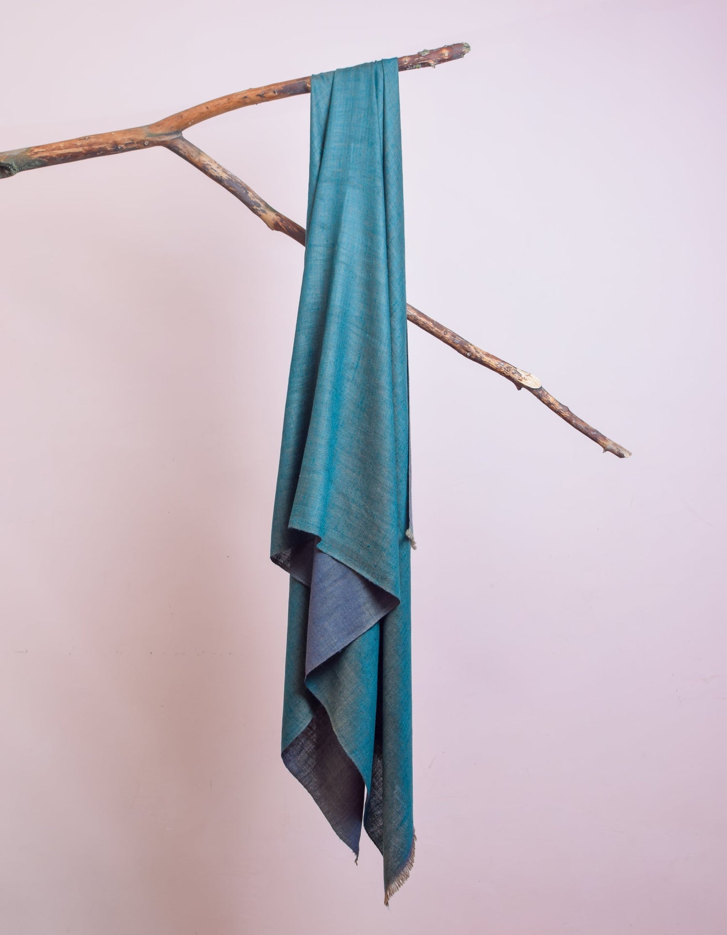 Teal Lapis Handwoven Reversible Cashmere Pashmina Shawl