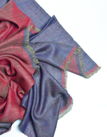 Maroon Berry Handwoven Reversible Cashmere Pashmina Shawl - Kashmir Box