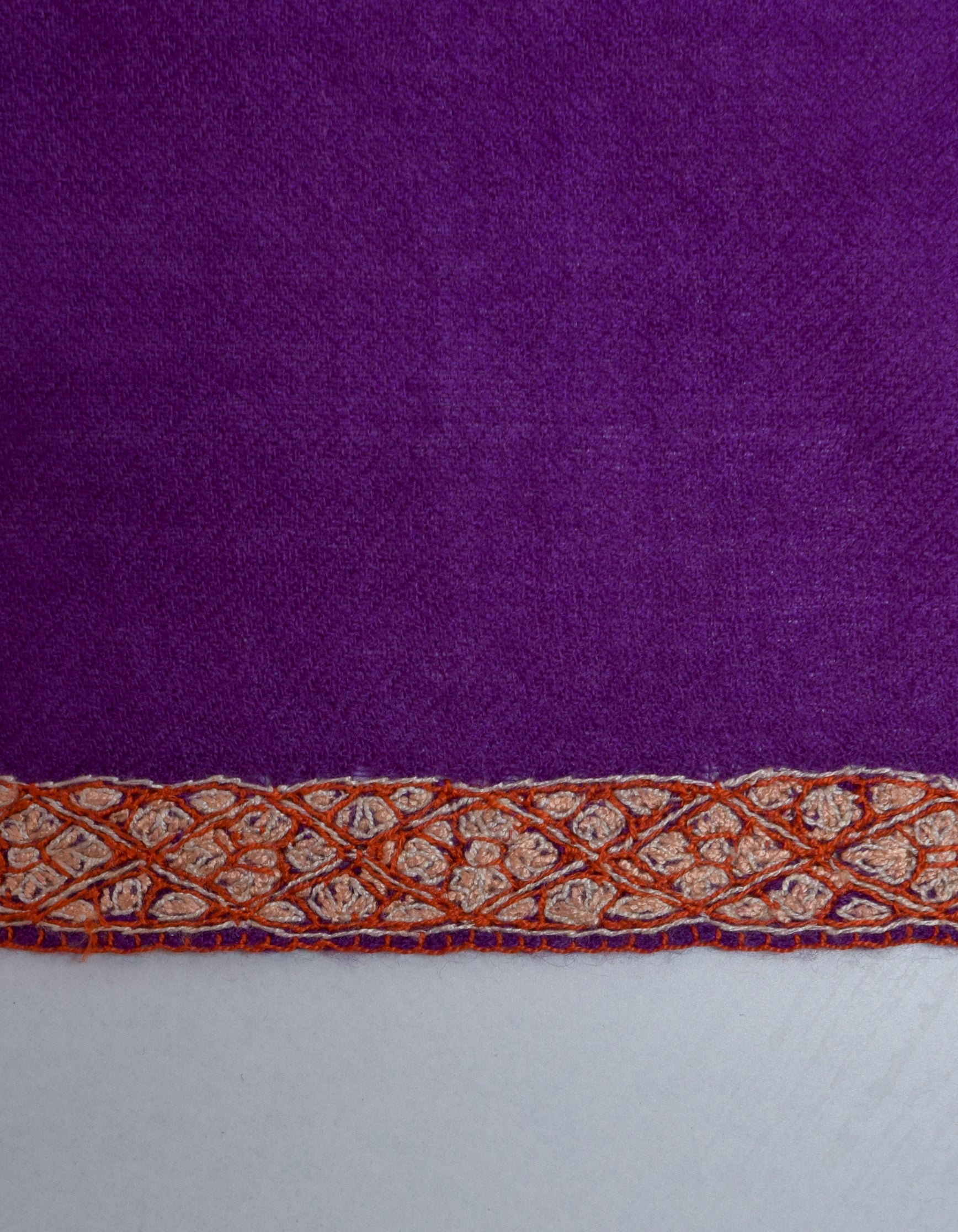 Royal Purple Handwoven Sozni Border Embroidered Cashmere Pashmina Shawl - Kashmir Box