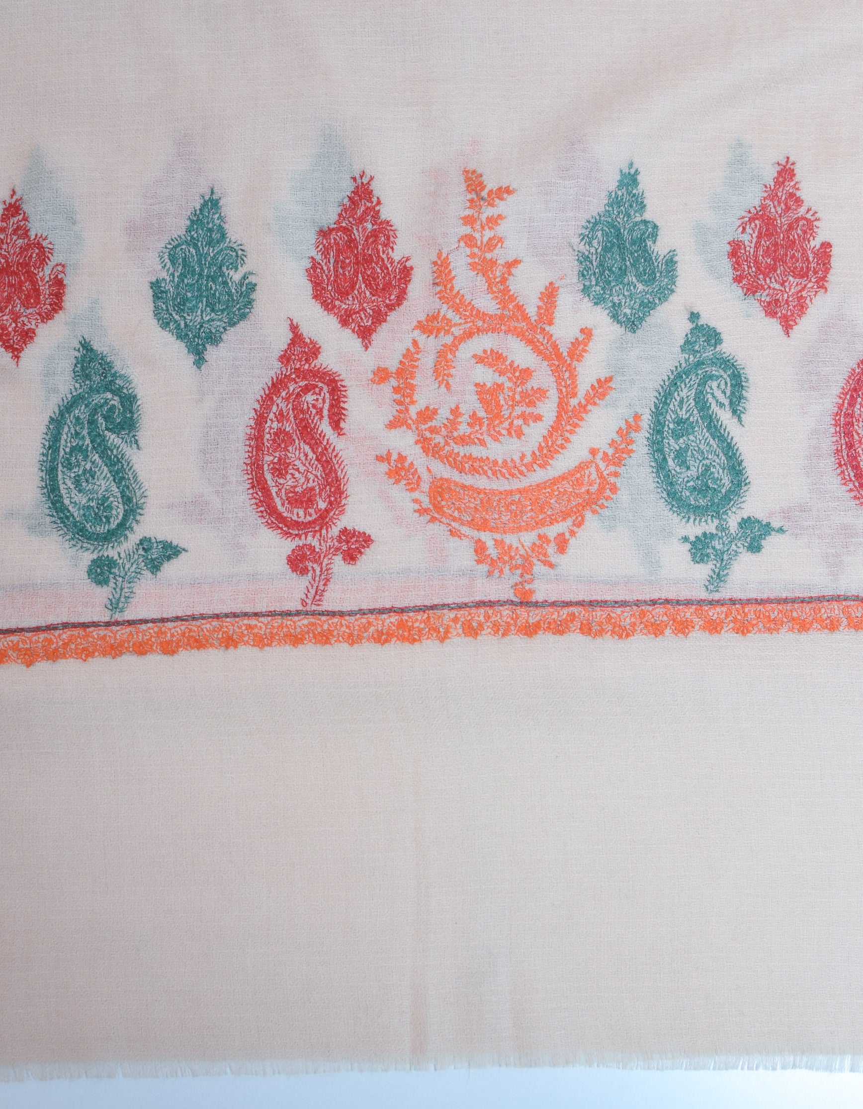 Buttercream Handwoven Palla Embroidered Cashmere Pashmina Stole