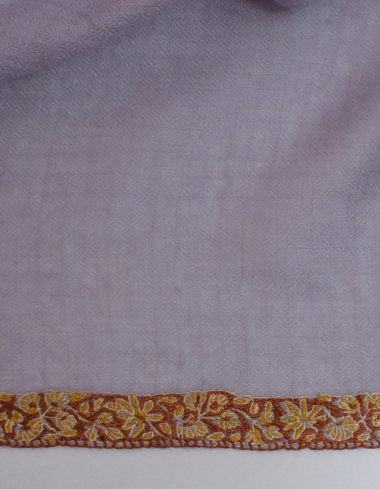 Cool Grey Handwoven Sozni Border Embroidered Cashmere Pashmina Shawl - Kashmir Box