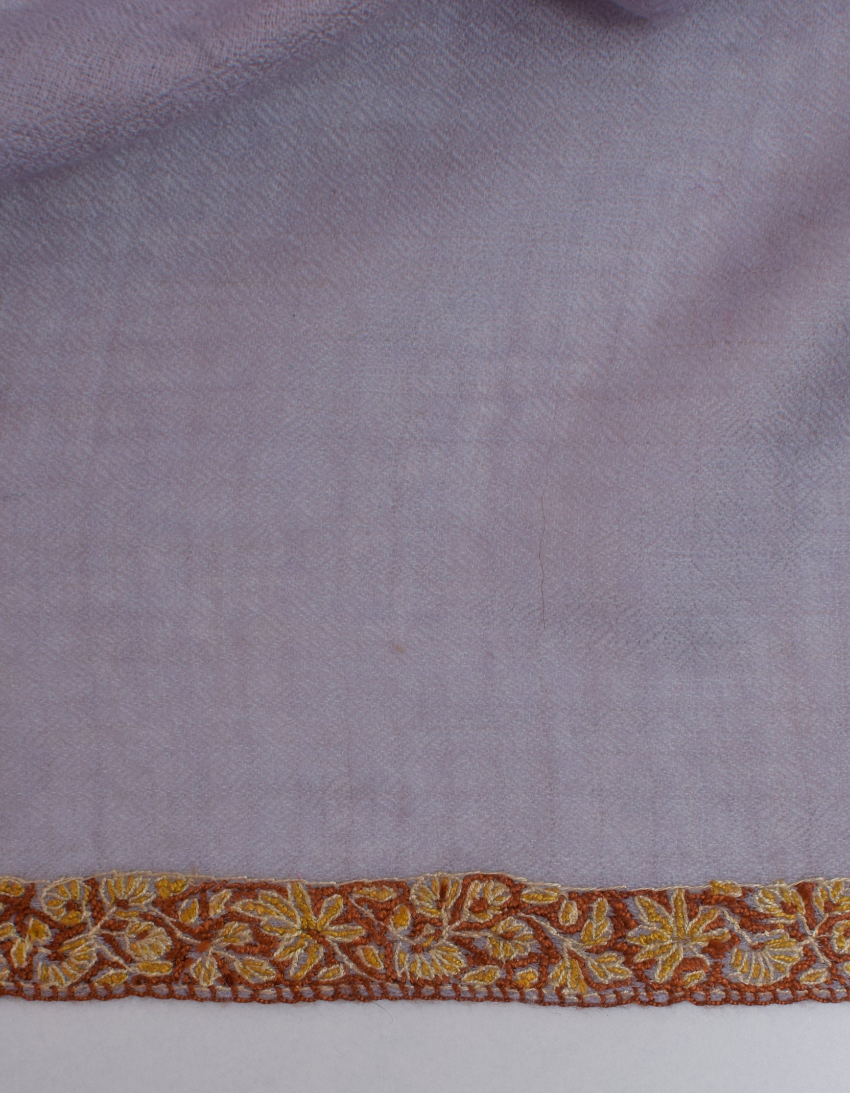 Cool Grey Handwoven Sozni Border Embroidered Cashmere Pashmina Shawl - Kashmir Box