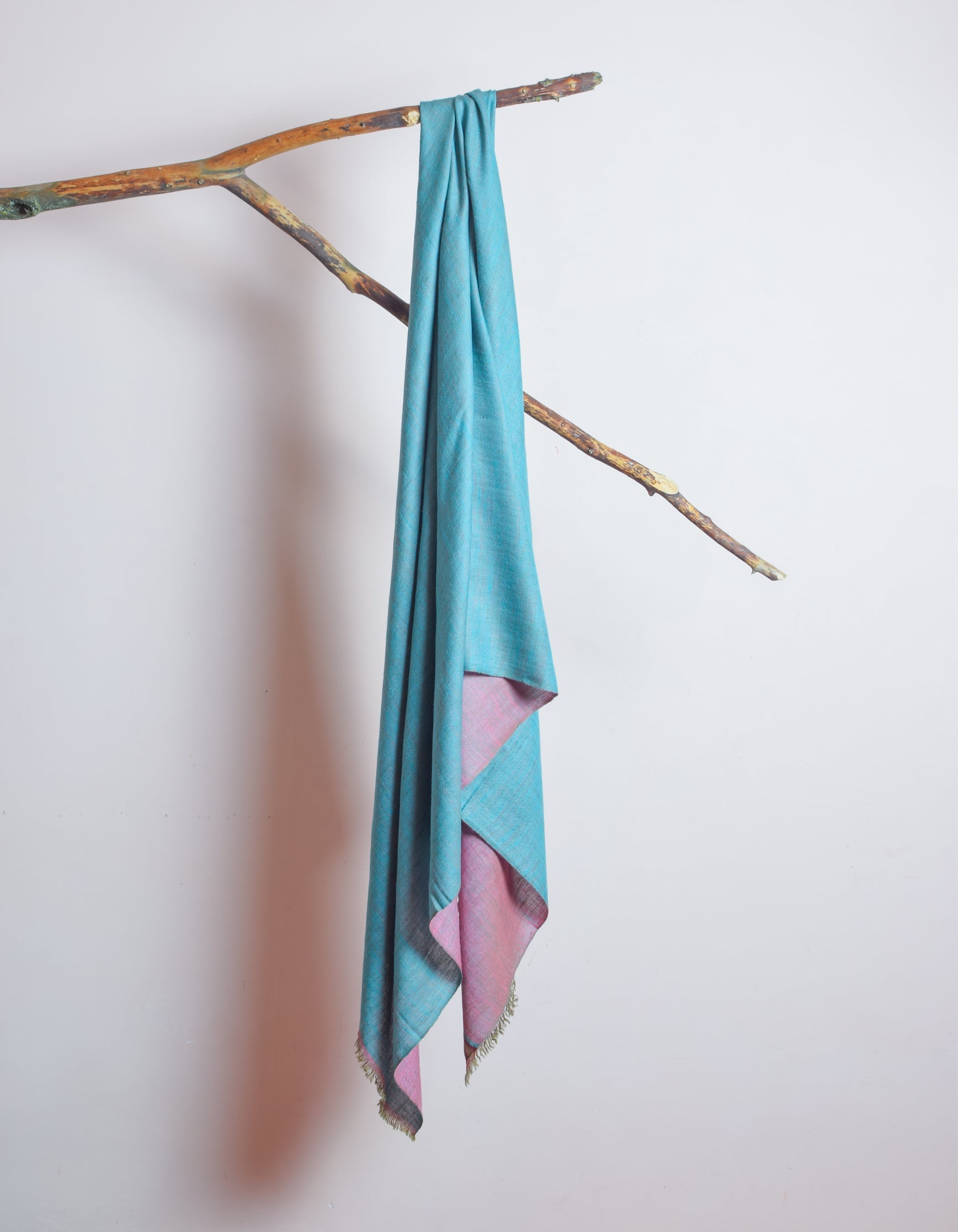 Aqua Rose Handwoven Reversible Cashmere Pashmina Shawl