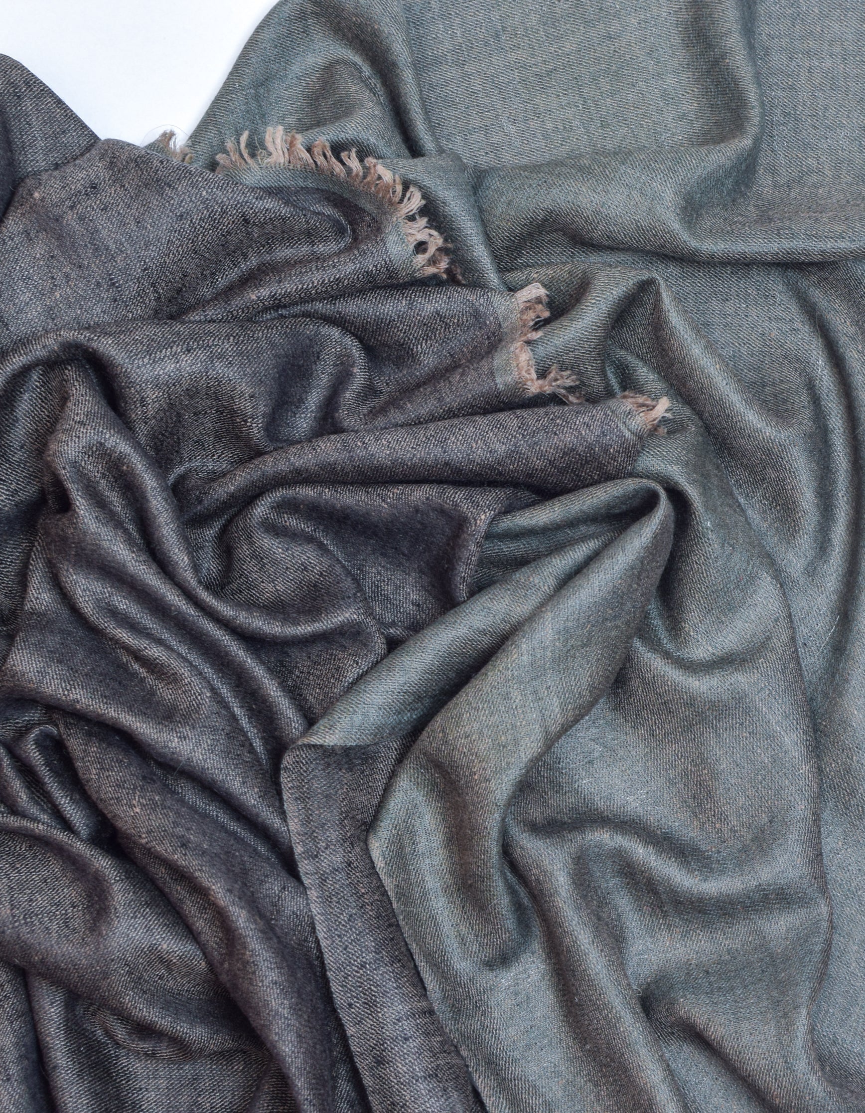 Black Olive Handwoven Reversible Cashmere Pashmina Shawl - Kashmir Box