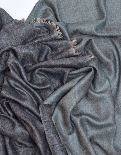Black Olive Handwoven Reversible Cashmere Pashmina Shawl - Kashmir Box