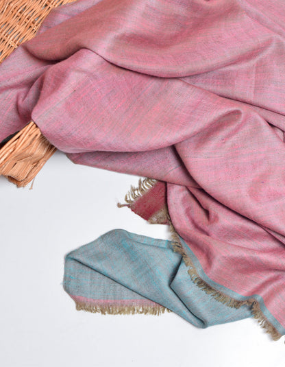 Aqua Rose Handwoven Reversible Cashmere Pashmina Shawl