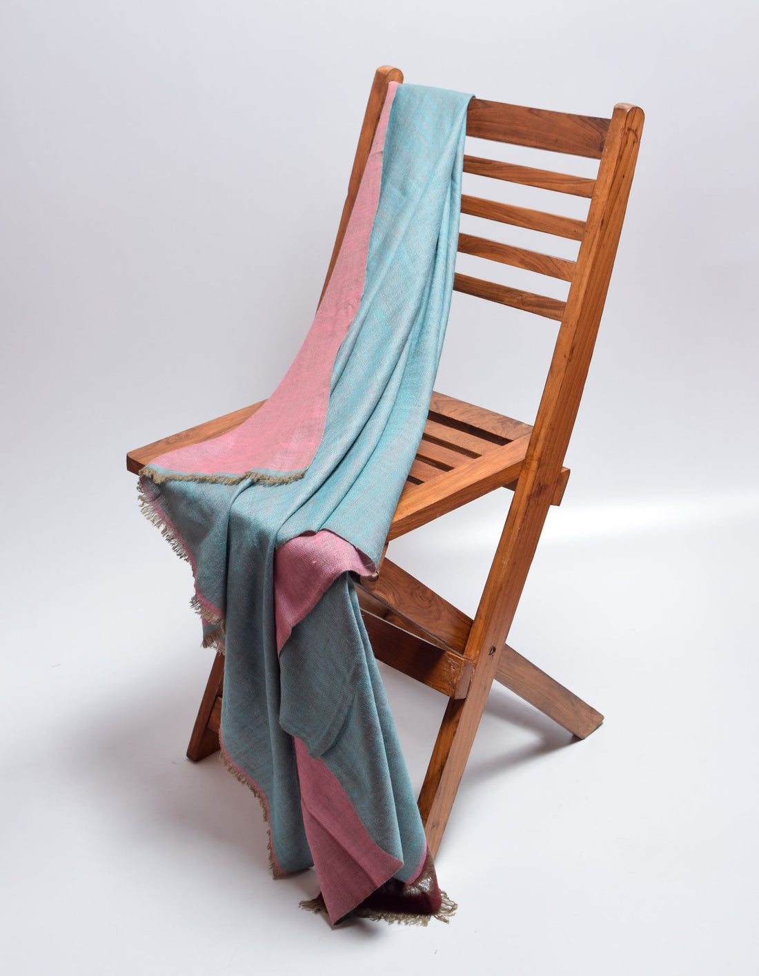 Aqua Rose Handwoven Reversible Cashmere Pashmina Shawl