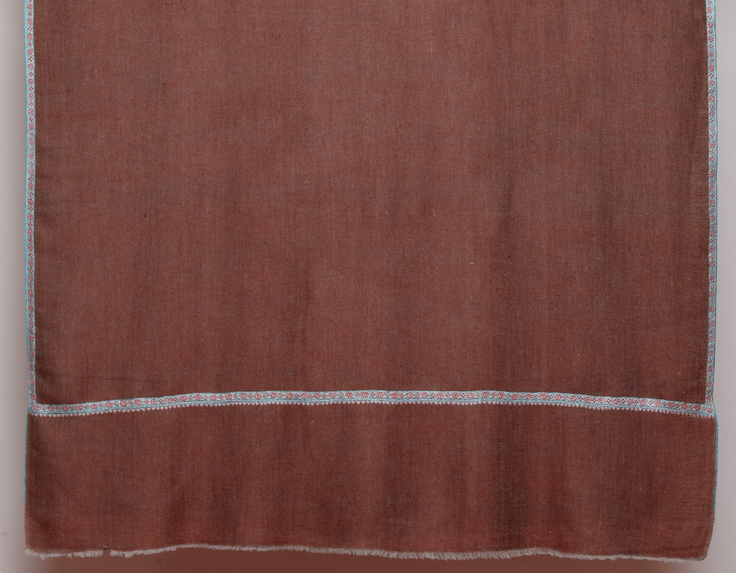 Redwood Brown Handwoven Sozni Embroidered Cashmere Pashmina Shawl - Kashmir Box