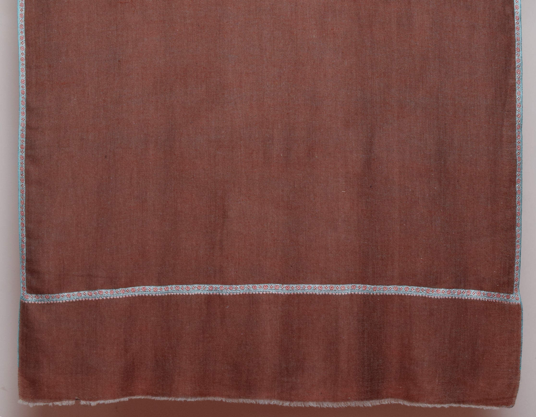 Redwood Brown Handwoven Sozni Embroidered Cashmere Pashmina Shawl - Kashmir Box