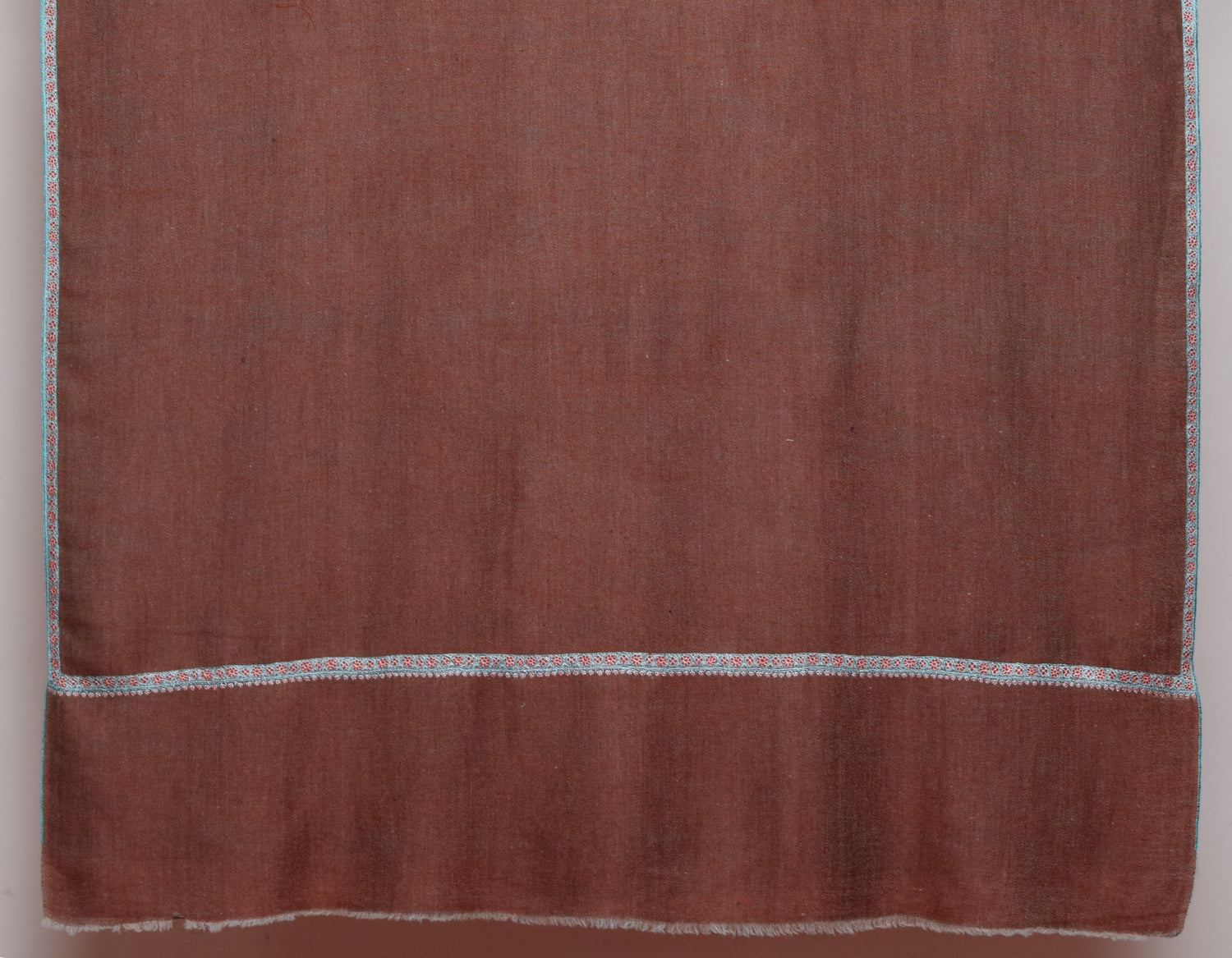 Redwood Brown Handwoven Sozni Embroidered Cashmere Pashmina Shawl