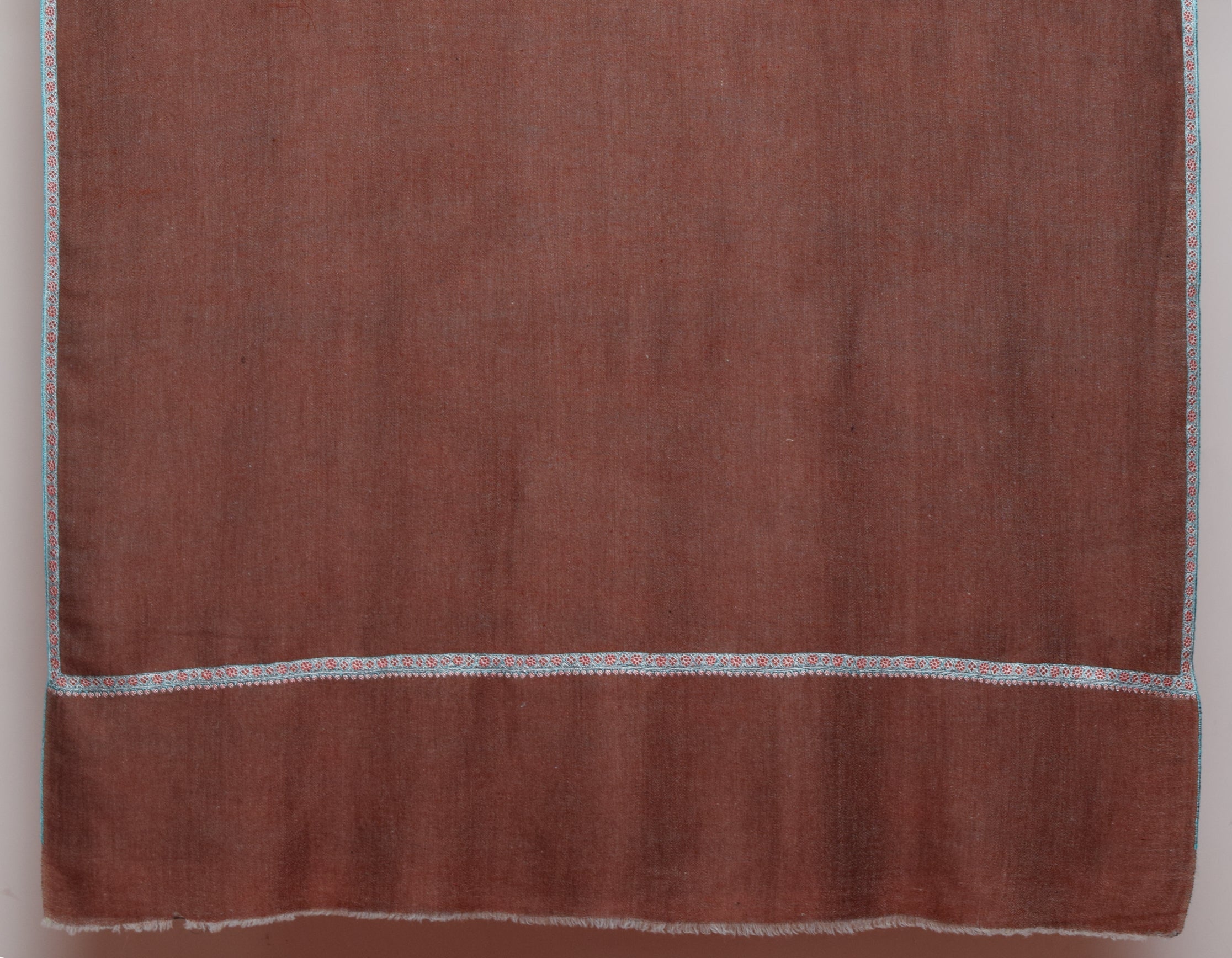 Redwood Brown Handwoven Sozni Embroidered Cashmere Pashmina Shawl