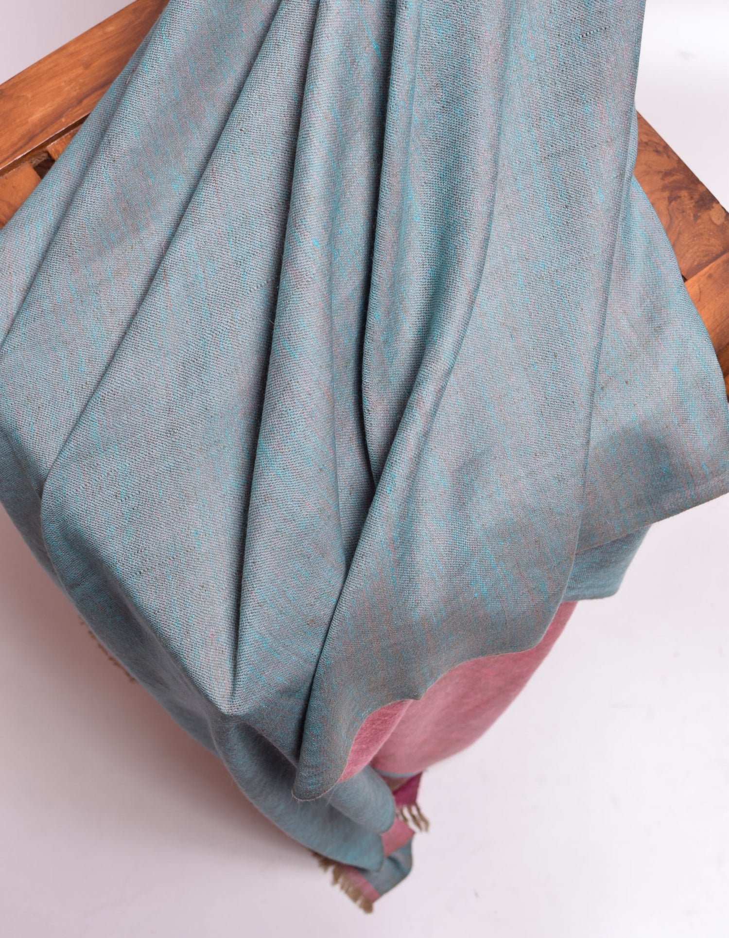 Aqua Rose Handwoven Reversible Cashmere Pashmina Shawl